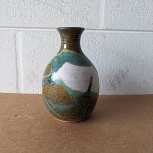 Studio Art Stoneware Vase Drip Ceramic Jug Vase Signed Malalnr Pottery